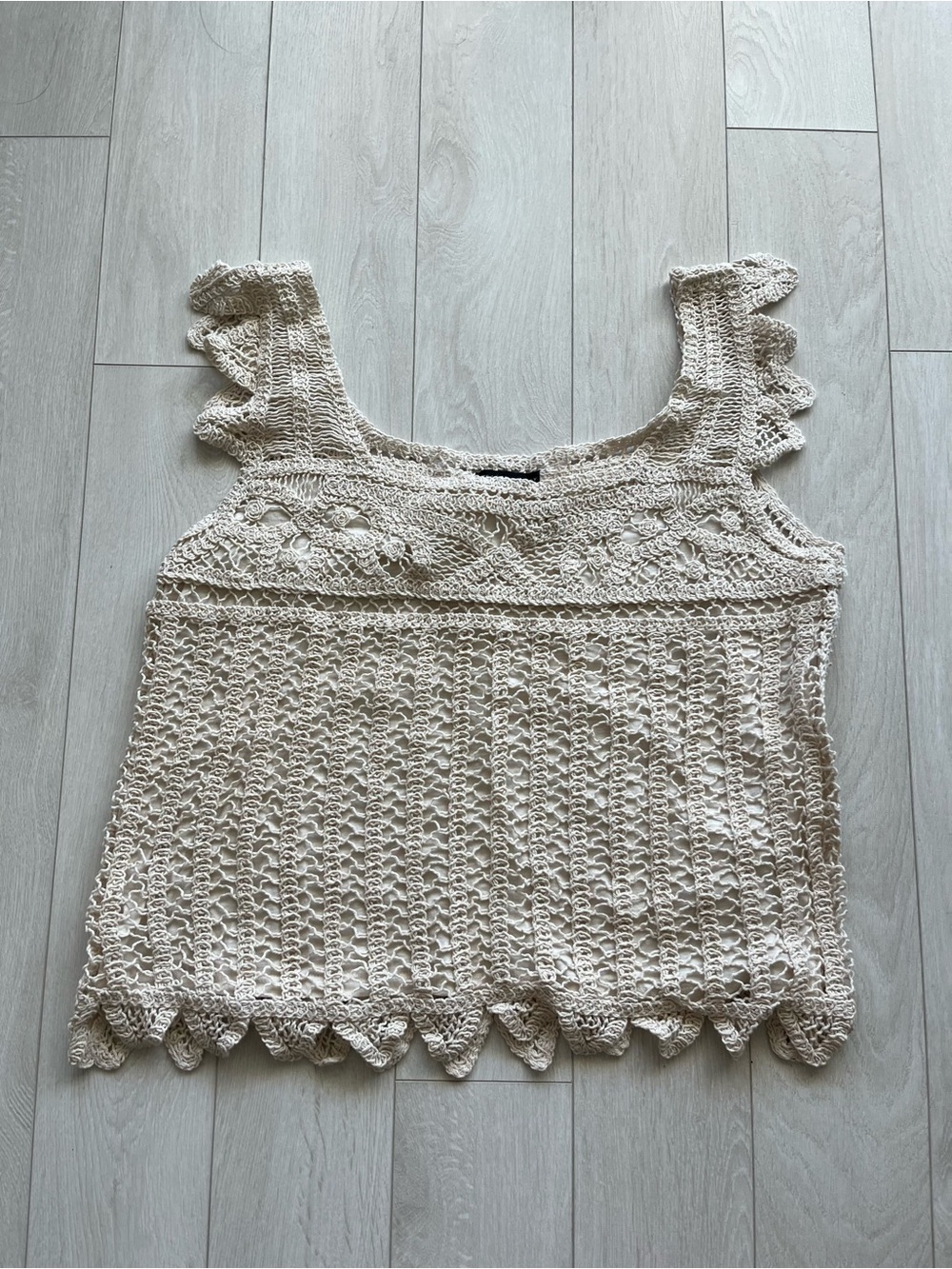 Design History Cream Crochet Knit Tank Top XL